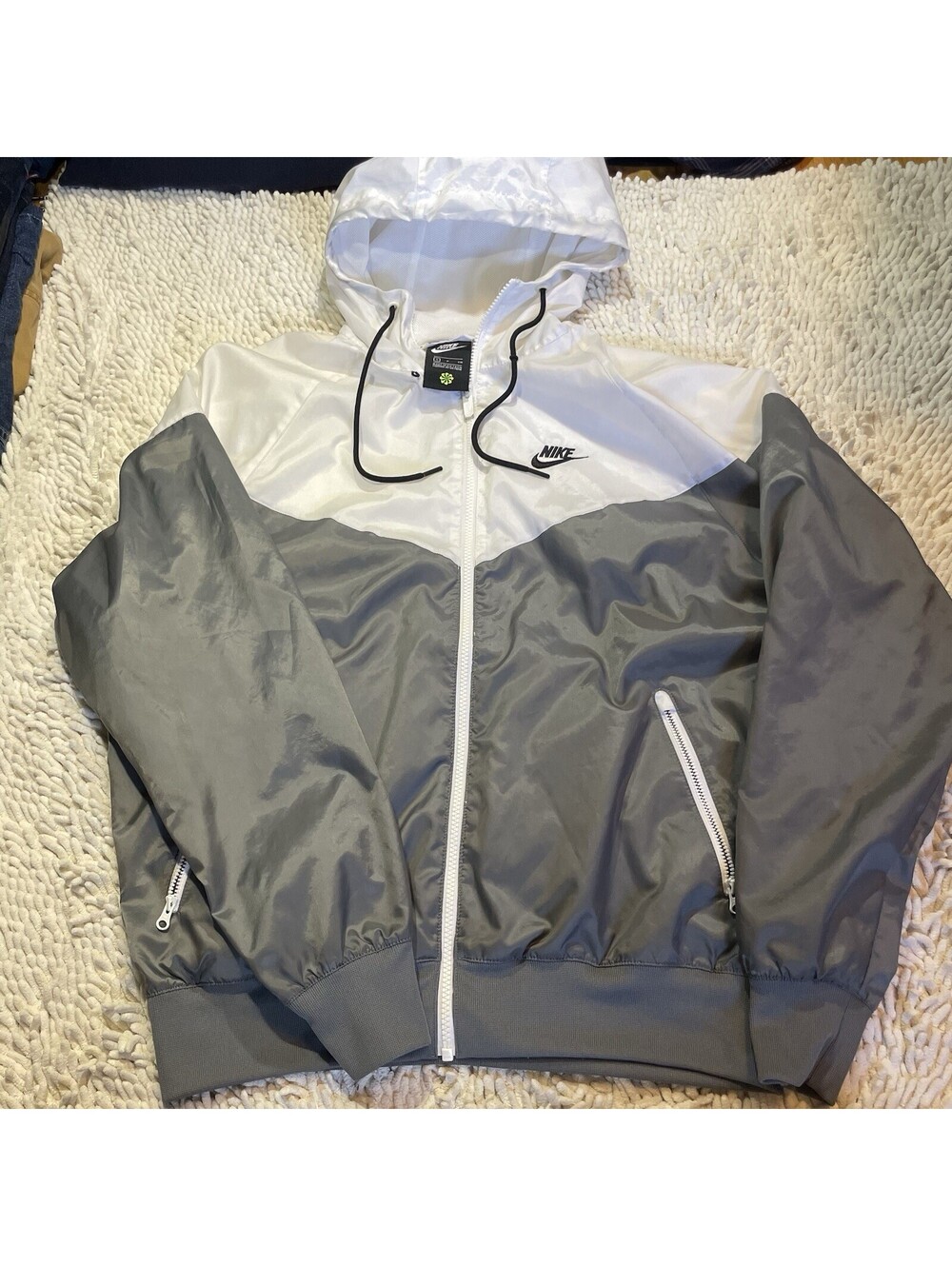 Nike Sportswear Windrunner Hooded Jacket Unisex S White Gray Full Zip Hooded